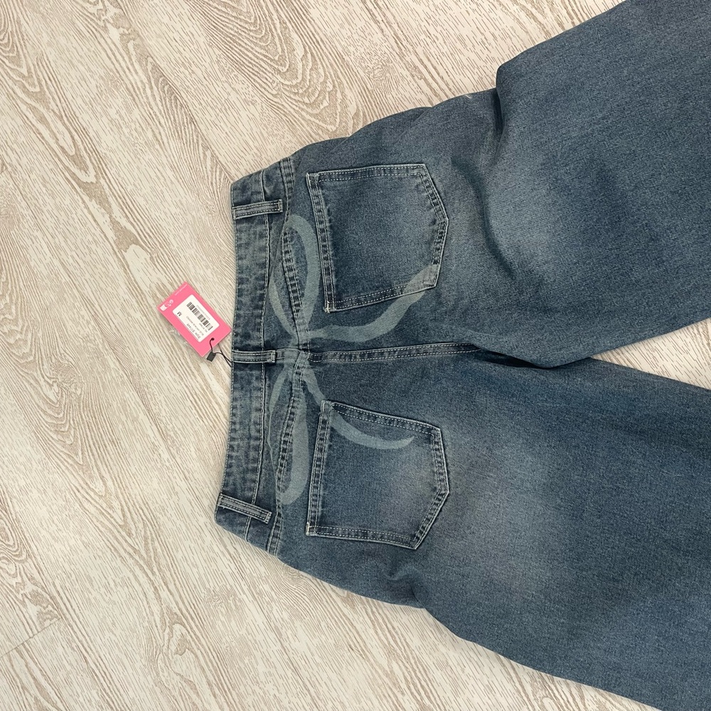 Edikted Blue Flare Wide Leg Jeans for Effortless Style